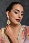 SWABHIMANN_Gold Plated Kundan And Pearls Embellished Dangler Earrings _Online_at_Aza_Fashions