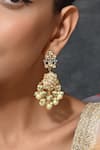 Shop_SWABHIMANN_Gold Plated Kundan And Pearls Embellished Dangler Earrings _Online_at_Aza_Fashions