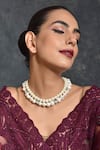 SWABHIMANN_White Pearls Layered Necklace _Online_at_Aza_Fashions