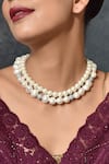 Shop_SWABHIMANN_White Pearls Layered Necklace _Online_at_Aza_Fashions