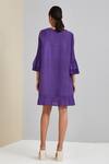 Shop_Scarlet Sage_Purple 100% Polyester Plain Round Bell Sleeve Dress_at_Aza_Fashions