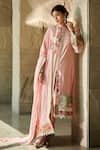 Shop_Varun Bahl_Peach Kurta And Trouser-chanderi Embroidered Chanderi Trouser Set  _at_Aza_Fashions