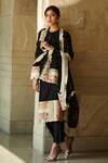 Buy_Varun Bahl_Black Dupatta-georgette, Kurta And Trouser-chanderi Chanderi Trouser Set _at_Aza_Fashions