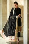 Shop_Varun Bahl_Black Dupatta-georgette, Kurta And Trouser-chanderi Chanderi Trouser Set _at_Aza_Fashions