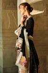 Varun Bahl_Black Dupatta-georgette, Kurta And Trouser-chanderi Chanderi Trouser Set _Online_at_Aza_Fashions