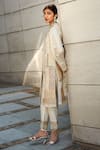Shop_Varun Bahl_White Kurta And Pant Chanderi & Dupatta Georgette Mukaish, Lace & Patchwork Set _at_Aza_Fashions