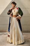 Buy_Varun Bahl_Multi Color Lehenga Chanderi Print And Embroidery Velvet Jacket Set  _at_Aza_Fashions