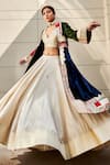 Shop_Varun Bahl_Multi Color Lehenga Chanderi Print And Embroidery Velvet Jacket Set  _at_Aza_Fashions