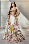 Buy_Varun Bahl_Multi Color Dupatta Organza Print And Silk Bridal Lehenga Set  _at_Aza_Fashions