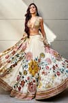 Varun Bahl_Multi Color Dupatta Organza Print And Silk Bridal Lehenga Set  _Online_at_Aza_Fashions