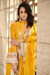 Varun Bahl_Yellow Dupatta-georgette, Kurta And Trouser-chanderi Chanderi Trouser Set _Online_at_Aza_Fashions