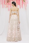 Shop_Vandana Sethi_Pink Organza Embroidery Mirror Sweetheart Neck Bridal Lehenga Set _at_Aza_Fashions