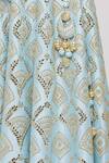 Shop_Vandana Sethi_Blue Dupion Silk Mirror, Zari Leaf Neck Embroidered Bridal Lehenga Set _Online_at_Aza_Fashions