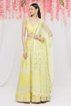 Buy Vandana Sethi Yellow Chanderi Silk Chevron, Floral V Neck Lehenga Set Online at Aza Fashions Buy_Vandana Sethi_Yellow Chanderi Silk Chevron, Floral V Neck Lehenga Set _Online_at_Aza_Fashions