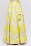 Vandana Sethi Yellow Chanderi Silk Chevron, Floral V Neck Lehenga Set at Aza Fashions Vandana Sethi_Yellow Chanderi Silk Chevron, Floral V Neck Lehenga Set _at_Aza_Fashions