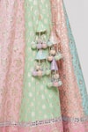 Shop Vandana Sethi Pink Chanderi Silk Floral, Mirror V Neck Lehenga Set Online at Aza Fashions Shop_Vandana Sethi_Pink Chanderi Silk Floral, Mirror V Neck Lehenga Set _Online_at_Aza_Fashions
