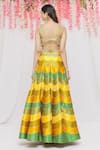 Shop Vandana Sethi Yellow Dupion Silk Lace, Mirror V Neck Colorblock Lehenga Set at Aza Fashions Shop_Vandana Sethi_Yellow Dupion Silk Lace, Mirror V Neck Colorblock Lehenga Set _at_Aza_Fashions
