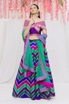 Buy Vandana Sethi Green Dupion Silk Chevron, Gota V Neck Embroidered Lehenga Set at Aza Fashions Buy_Vandana Sethi_Green Dupion Silk Chevron, Gota V Neck Embroidered Lehenga Set _at_Aza_Fashions