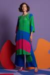 Buy_Nautanky_Blue Natural Crepe Abstract Shape Print Round Do Over Tunic And Pant Set _Online_at_Aza_Fashions