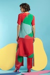 Shop_Nautanky_Blue Natural Crepe Printed Abstract Shape Party Colourblock Tunic And Pant Set _at_Aza_Fashions