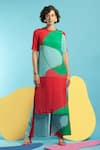 Shop_Nautanky_Blue Natural Crepe Printed Abstract Shape Party Colourblock Tunic And Pant Set _Online_at_Aza_Fashions