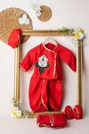 Buy_Lil Angels_Red , Satin Sequins, Gota Patti Embroidered Angrakha Set _at_Aza_Fashions