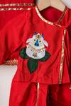 Lil Angels_Red , Satin Sequins, Gota Patti Embroidered Angrakha Set _Online_at_Aza_Fashions
