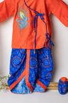 Lil Angels_Orange Embroidered Angrakha Set For Boys_Online_at_Aza_Fashions