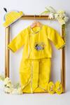 Buy_Lil Angels_Yellow Cotton, Silk Embroidered Angrakha _at_Aza_Fashions