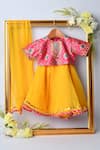 Shop_Lil Angels_Yellow Embroidered Lehenga Set For Girls_at_Aza_Fashions