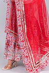 Pomcha Jaipur_Red Cotton, Net Zari Floret Print Anarkali Sharara Set _Online_at_Aza_Fashions
