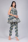 Buy_Pomcha Jaipur_Black Cotton Gota Patti Scoop Neck Kavya Printed Anarkali And Pant Set _Online_at_Aza_Fashions