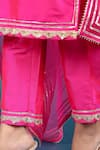 Pomcha Jaipur_Pink Taffeta, Organza Embroidery, Sequins Square Neck Kurta Pant Set _at_Aza_Fashions