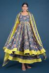 Buy_POMCHA JAIPUR_Blue Spring Print Anarkali Skirt Set_Online_at_Aza_Fashions