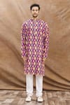 Buy_Aham-Vayam_Multi Color Cotton Geometric Print Kurta Set _Online_at_Aza_Fashions