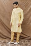 Buy_Aham-Vayam_Cream Silk Blend Floral Kamal Embroidered Kurta Set _Online_at_Aza_Fashions