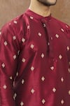 Shop_Aham-Vayam_Wine Silk Blend Floral Kamal Embroidered Kurta Set _Online_at_Aza_Fashions
