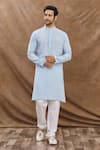 Buy_Aham-Vayam_Blue Cotton Plain Kurta Set _at_Aza_Fashions