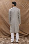 Shop_Aham-Vayam_Grey Cotton Chevron Pattern Kurta Set _at_Aza_Fashions
