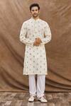 Buy_Aham-Vayam_Cream Cotton Embroidered Floral Phool Kurta Set _at_Aza_Fashions