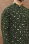 Shop Aham-Vayam Green Cotton Mirror Embroidered Kurta Set Online at Aza Fashions Shop_Aham-Vayam_Green Cotton Mirror Embroidered Kurta Set_Online_at_Aza_Fashions