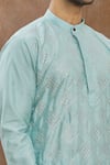 Shop_Aham-Vayam_Blue Cotton Blend Diamond Embroidered Kurta Set _Online_at_Aza_Fashions