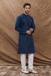 Buy_Aham-Vayam_Blue Cotton Blend Embroidered Diamond Kurta Set _Online_at_Aza_Fashions