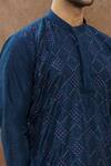 Shop_Aham-Vayam_Blue Cotton Blend Embroidered Diamond Kurta Set _Online_at_Aza_Fashions