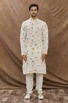 Aham-Vayam_Cream Cotton Floral Embroidered Kurta Set _Online_at_Aza_Fashions