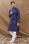 Buy_Aham-Vayam_Blue Cotton Blend Embroidered Zig Zag Mirror Kurta Set _at_Aza_Fashions