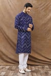 Buy_Aham-Vayam_Blue Cotton Blend Embroidered Zig Zag Mirror Kurta Set _Online_at_Aza_Fashions