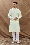 Buy_Aham-Vayam_Green Cotton Blend Floral Phool Patti Embroidered Kurta Set _at_Aza_Fashions