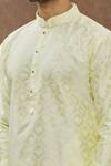 Aham-Vayam_Yellow Cotton Mughal Jaali Pattern Kurta Set _at_Aza_Fashions