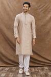 Buy_Aham-Vayam_Beige Cotton Raksha Floral Pattern Kurta Set_at_Aza_Fashions